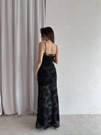 LİNDİE Maxi Elbise 7834 - Siyah - 4