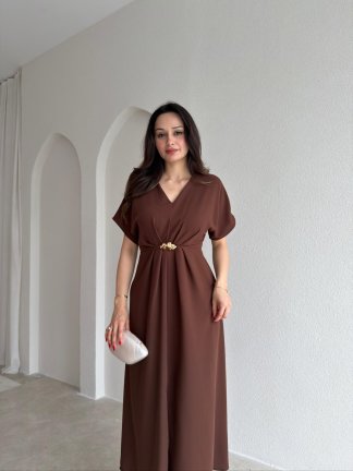 LİSTEN Midi Elbise 5511 - Kahverengi - 1