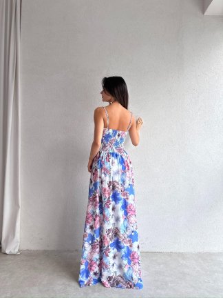 LİTROW Maxi Elbise 3331 - Mavi - 3