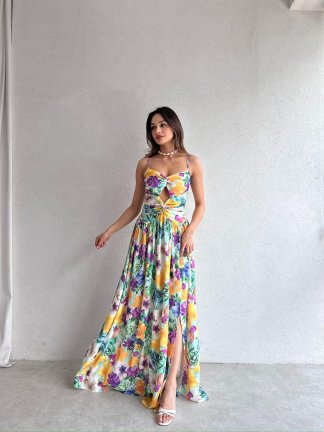 LİTROW Maxi Elbise 3331 - Yeşil - 3