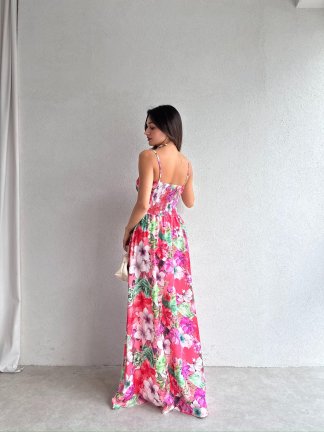 LİTROW Maxi Elbise 3331 - Pembe - 4