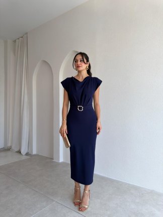 LİXY Midi Elbise 3003 - Lacivert 