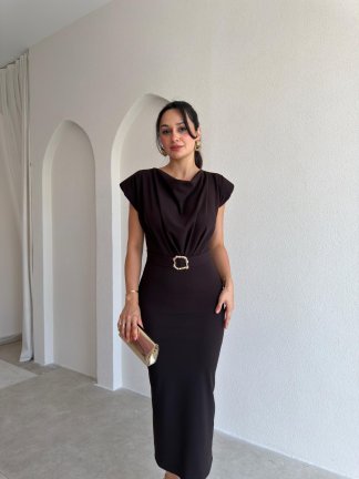 LİXY Midi Elbise 3003 - Acı Kahve - 2