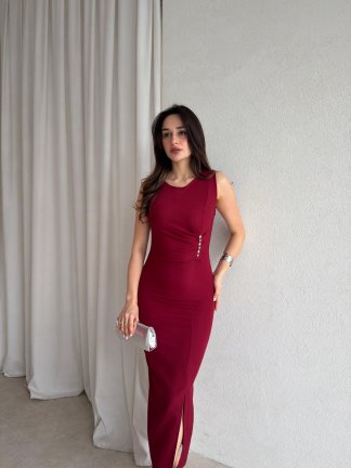 LOBBY Midi Elbise 8660 - Bordo 