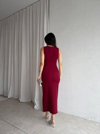 LOBBY Midi Elbise 8660 - Bordo - 3