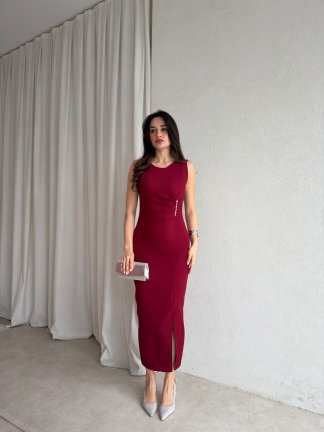 LOBBY Midi Elbise 8660 - Bordo - 2