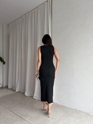  LOBBY Midi Elbise 8660 - Siyah - 3