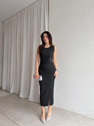  LOBBY Midi Elbise 8660 - Siyah - 2