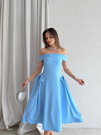 LODA Midi Elbise 5042 - Mavi - 2