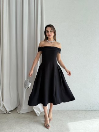 LODA Midi Elbise 5042 - Siyah - 3