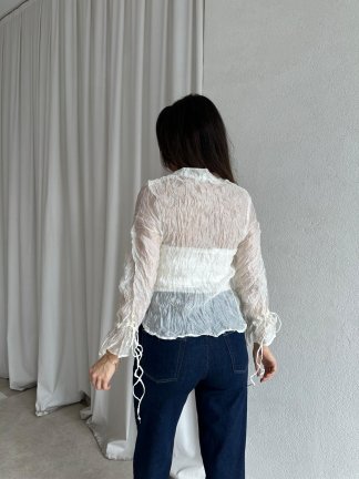 LOSE Transparan Bluz 8603 - Beyaz - 2