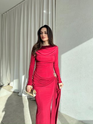 LOST Maxi Elbise 8644 - Bordo - 1