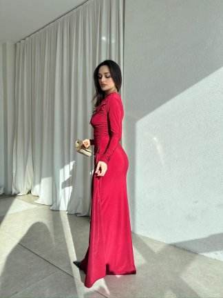 LOST Maxi Elbise 8644 - Bordo - 3