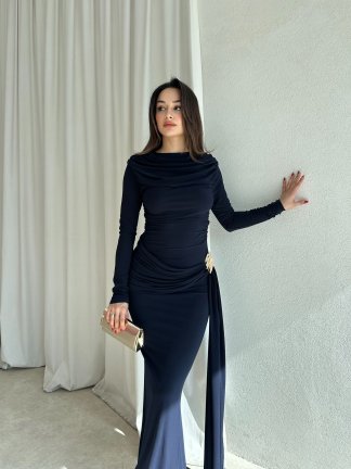 LOST Maxi Elbise 8644 - Lacivert 