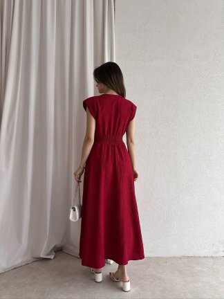 LOSY Midi Elbise 3405 - Kırmızı - 3