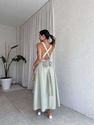 GAMORA Maxi Elbise 8239 - Mint - 2