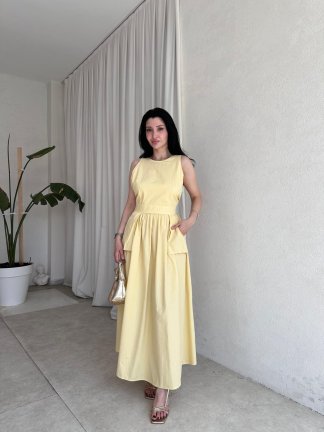 GAMORA Maxi Elbise 8239 - Sarı - 3