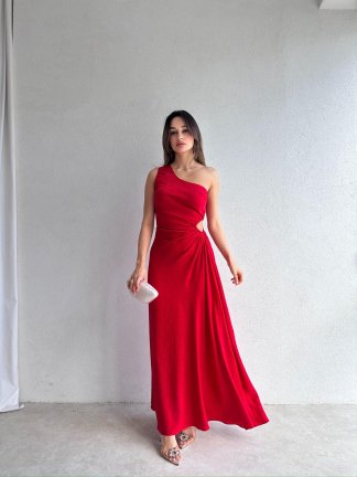 LOUNGE Maxi Elbise 9066 - Kırmızı - 2