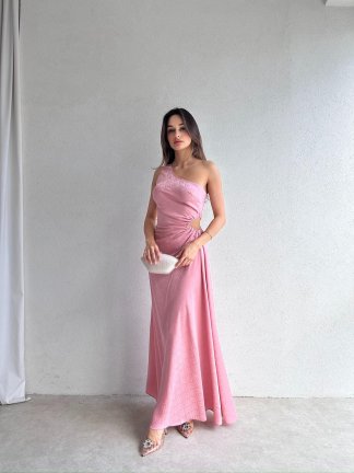 LOUNGE Maxi Elbise 9066 - Pudra - 2