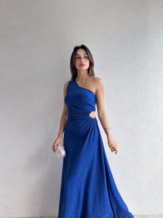 LOUNGE Maxi Elbise 9066 - Saks Mavisi 