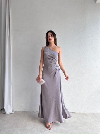 LOUNGE Maxi Elbise 9066 - Gri - 2