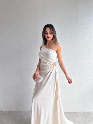 LOUNGE Maxi Elbise 9066 - Ekru 