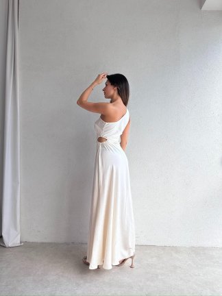 LOUNGE Maxi Elbise 9066 - Ekru - 3