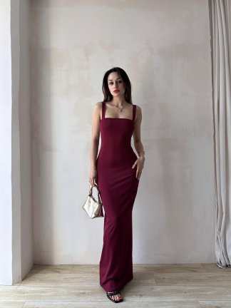 LOVELACE Maxi Elbise 3922 - Bordo - 2