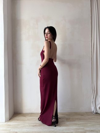 LOVELACE Maxi Elbise 3922 - Bordo - 3