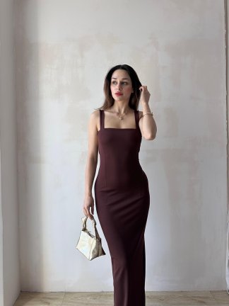 LOVELACE Maxi Elbise 3922 - Acı Kahve 