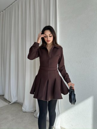LOVENT Elbise 9935 - Acı Kahve 
