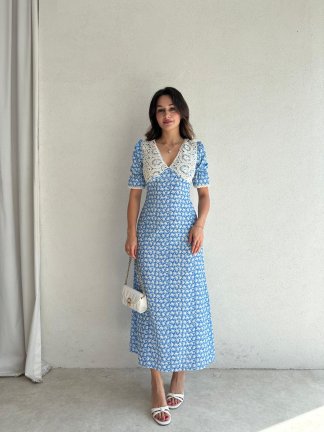 LUBOV Elbise 8551 - Mavi - 2