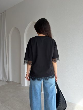 LUDO Dantel Detaylı Bluz 9455- Siyah - 3