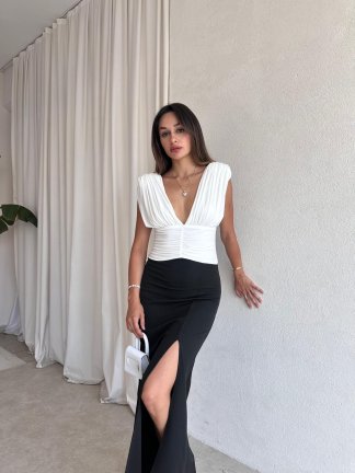 LULU Maxi Elbise 5488 - Siyah - 1