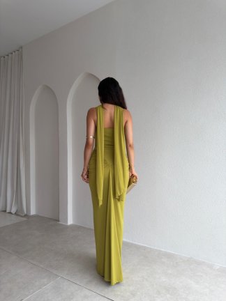 LUMERO Maxi Elbise 3693 - Yağ Yeşili - 3