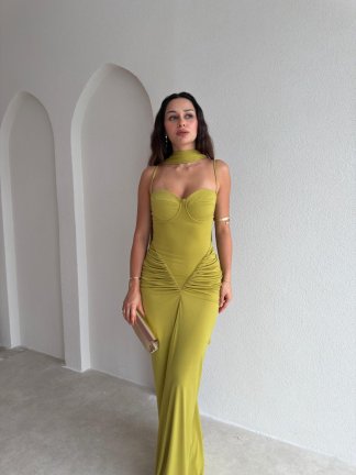 LUMERO Maxi Elbise 3693 - Yağ Yeşili - 2
