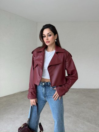 LUNA Deri Ceket 7721 - Bordo - 1