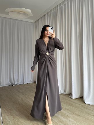 LUXE Maxi Elbise 8588 - Haki - 4