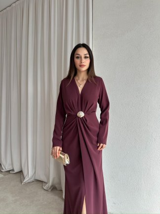LUXE Maxi Elbise 8588 - Bordo - 1