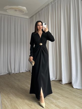 LUXE Maxi Elbise 8588 - Siyah - 3