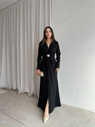 LUXE Maxi Elbise 8588 - Siyah - 2