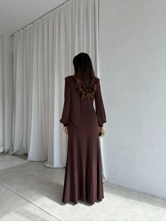 LUXORA Maxi Elbise 8243 - Acı Kahve - 2