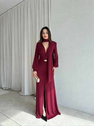 LUXORA Maxi Elbise 8243 - Bordo - 2