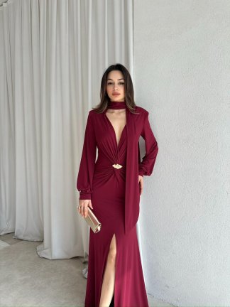 LUXORA Maxi Elbise 8243 - Bordo - 3