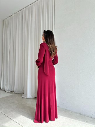 LUXORA Maxi Elbise 8243 - Bordo - 4