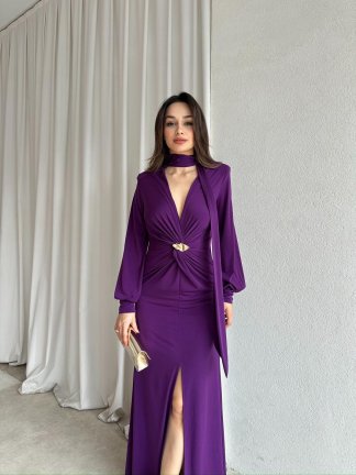 LUXORA Maxi Elbise 8243 - Mor - 3