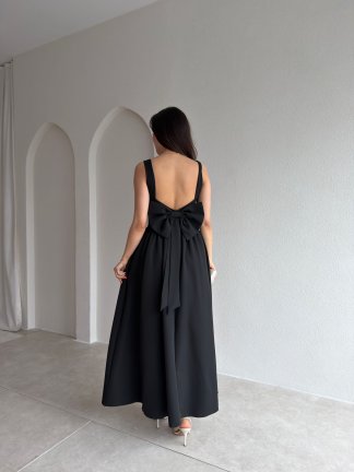 LYDİA Fiyonk Detaylı Maxi Elbise 4818 - Siyah - 3