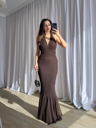  MADAM Maxi Elbise 8802 - Acı Kahve - 2