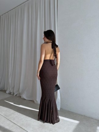  MADAM Maxi Elbise 8802 - Acı Kahve - 3