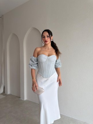 MADDY Simli Korse Bluz 3741 - Gri - 1
